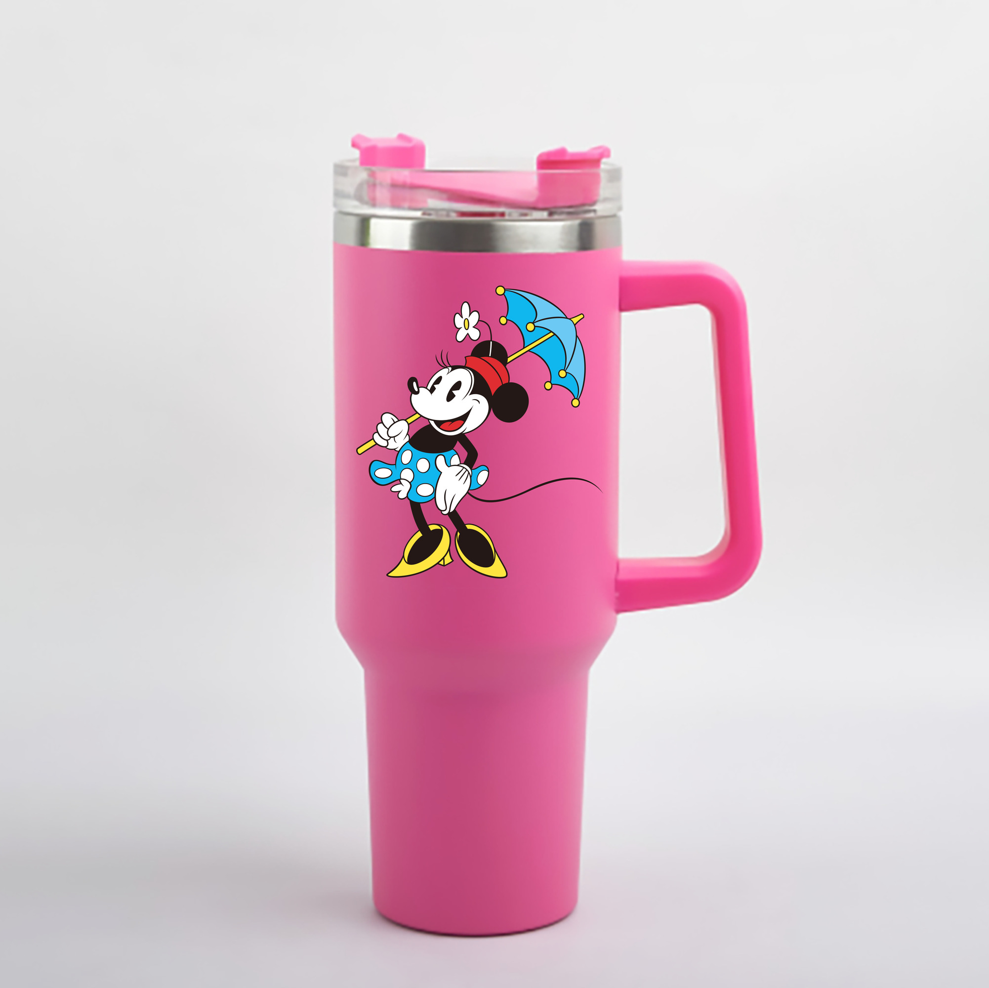 （画像用） ミッキーマウス Mickey Mouse 1200mL車用タンブラー - クリスタルステッカー（プラスチックストロー付き）